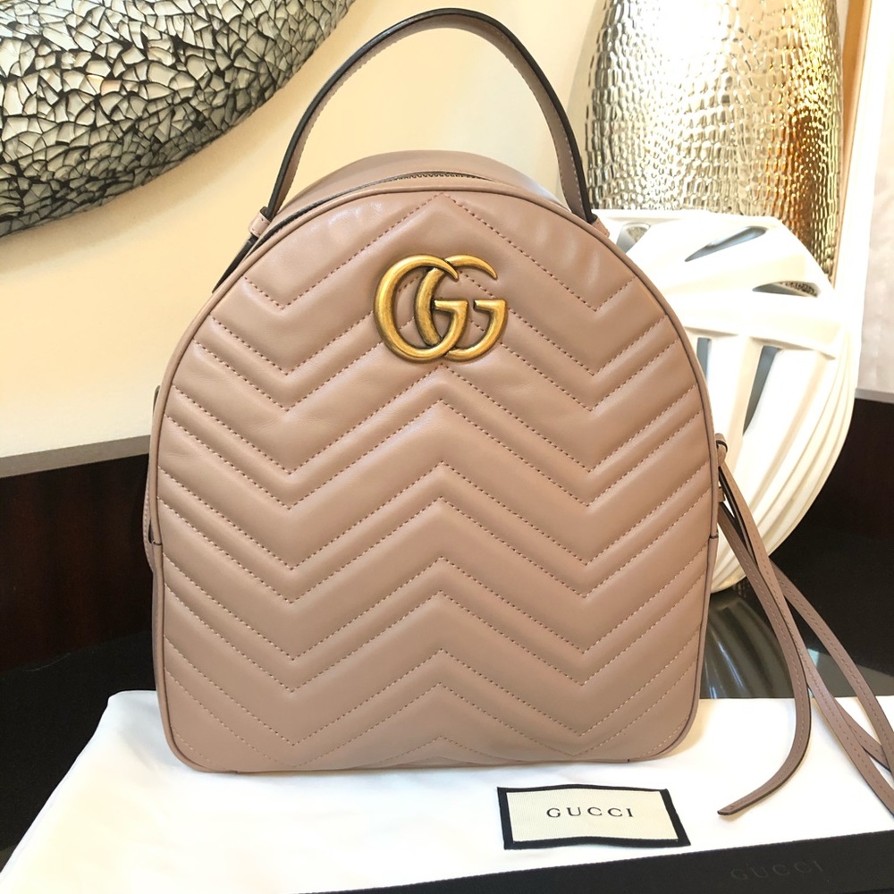Gucci Marmont GG Dusty Pink Backpack / Purse